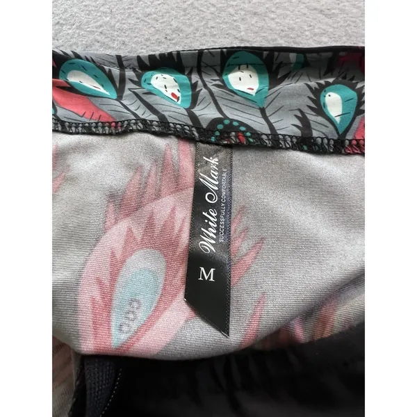 White Mark Womens Pencil Skirt Peacock Feather Print Stretch‎ Zip Y2K Medium Red - Image 6