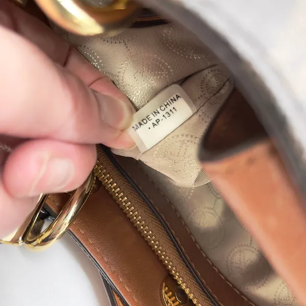 Michael Kors Cynthia Logo Medium Satchel‎ Brown Monogram Chain Shoulder Luxury - Image 9