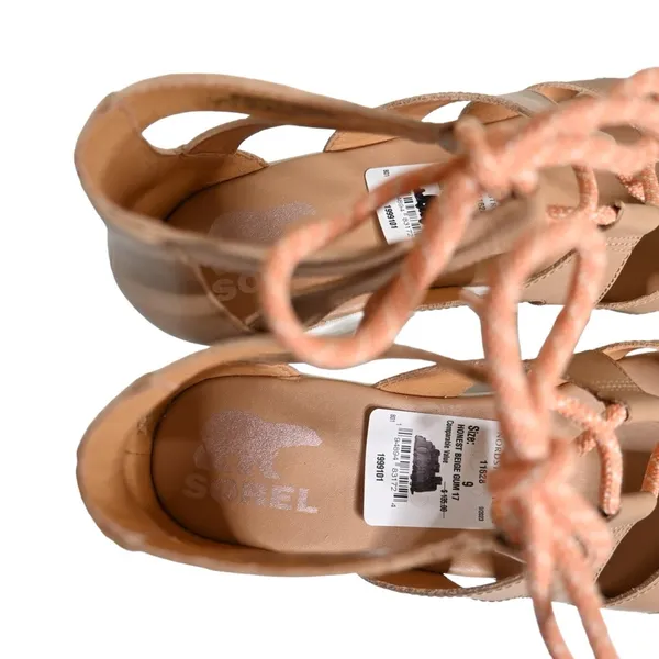 SOREL Womens 9 Cameron Platform Gladiator Sandal in Honest Beige/Gum NEW - Image 8