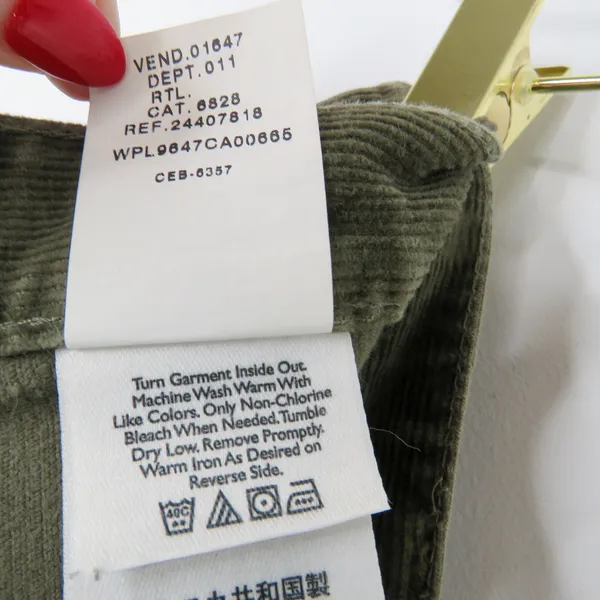 90s Vintage Eddie Bauer Olive Green Velvet Corduroy Straight Leg Pants 8P 30" - Image 8
