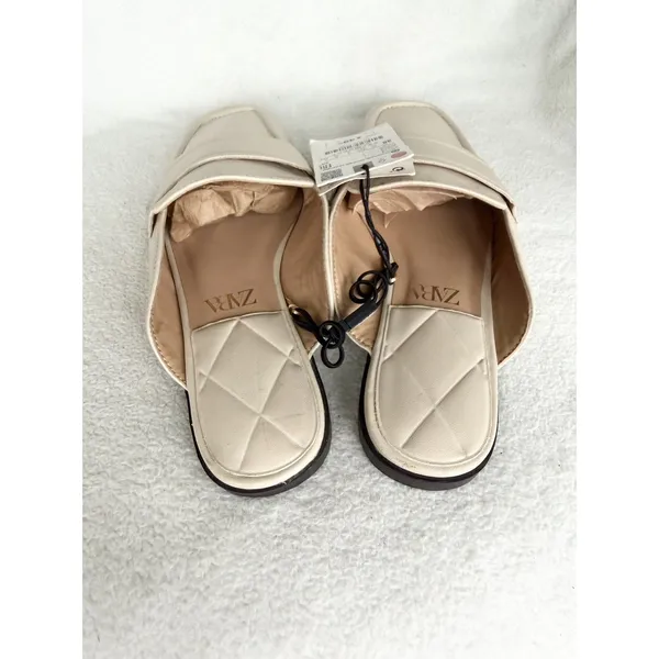 ZARA Women’s Slides Mules Slip Ons Loafers Open Back Sz 38 7.5 Tan shoes - Image 4