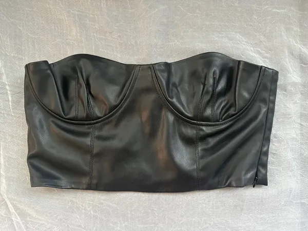 American Threads Billie Faux Leather Crop Top - Image 2