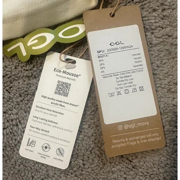 OGL M Eco Mousse Thermal Brushed Ruched Long Sleeve Mockneck Top Chic Minimalist - Image 5