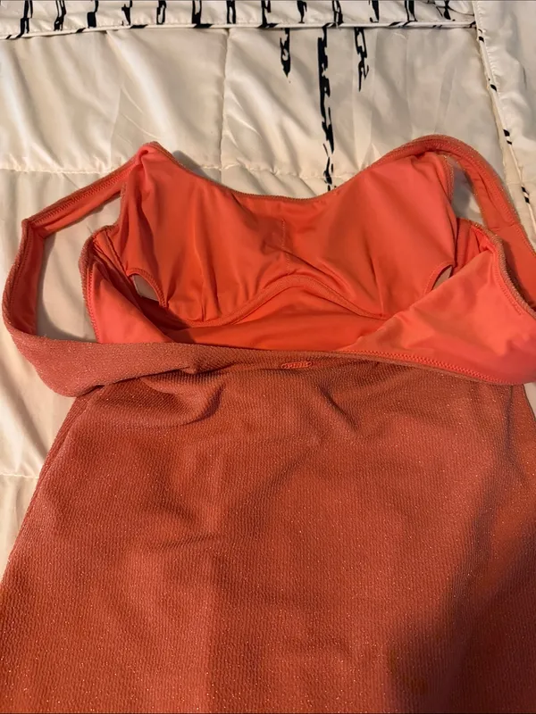 PINK Corset Top Sleeveless Sparkle Rust Bodycon Mini Dress With Built In Body - Image 6
