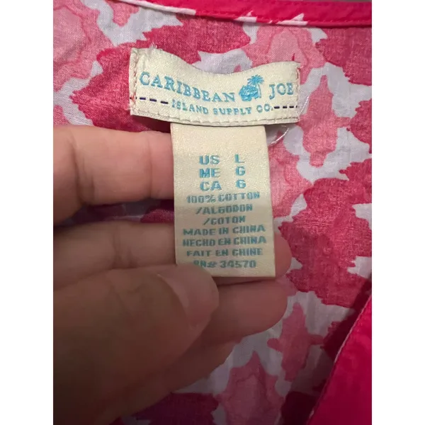 Caribbean Joe size Large tunic women Pink Resort Pool V neck Vacation Tunic - Image 9