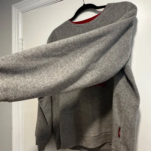 VTG 90s Y2K Mickey Mouse Disney XLarge 16/18 Grey Red Crewneck Pullover Fleece. - Image 8