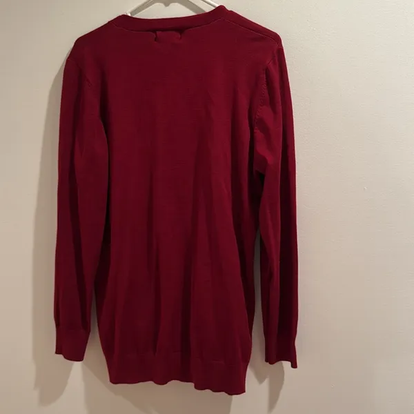 Joan Vass New York Womens Red Cardigan Sweater Size L - Image 4