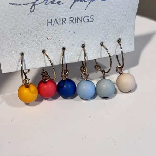 Free People Hair Rings Colorful Matte Bead Ball Hair Accessories Set - Image 6