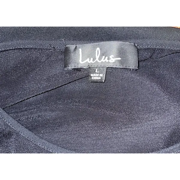 Lulus Womens Large Shift Dress‎ Iced Latte Black Mesh Tassel Sleeve Mini Event - Image 3