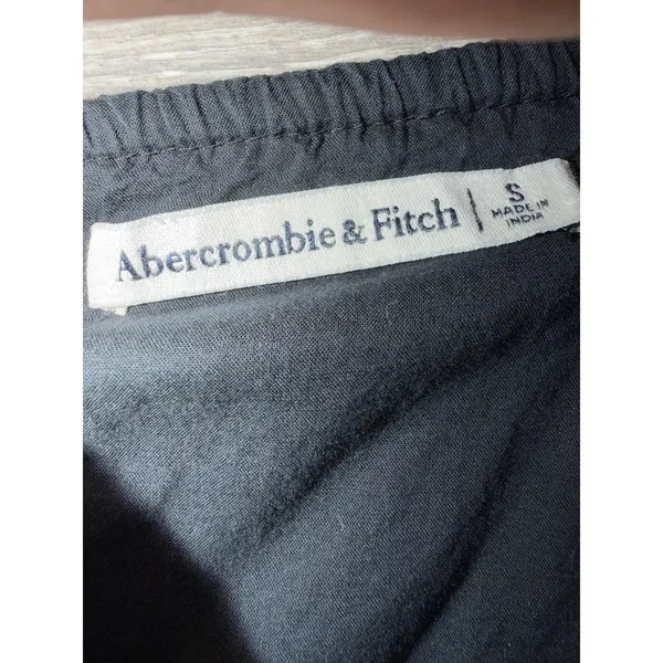 Abercrombie & Fitch Womens Crop Top Size S Black Linen Cotton Off The Shoulder‎ - Image 4