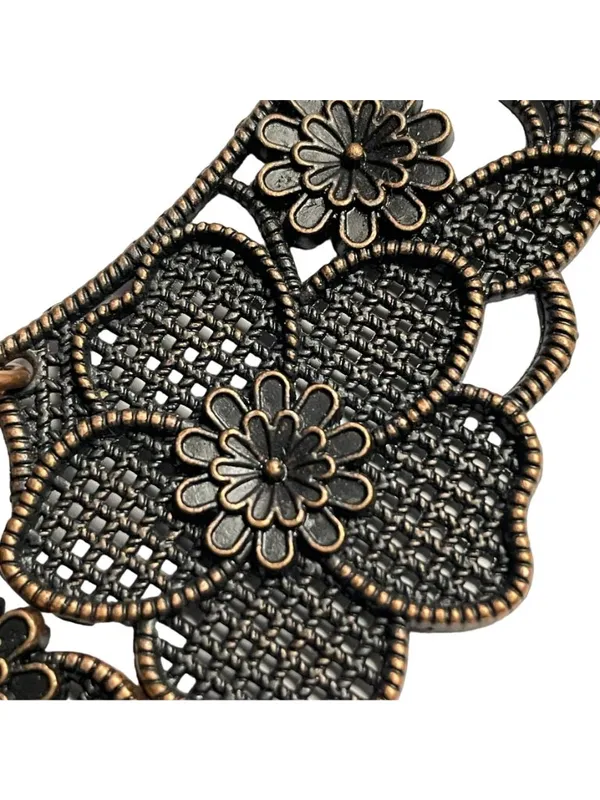 Paparazzi Statement Bib Necklace Petunia Paradise Filigree u Raised Floral Copp - Image 5
