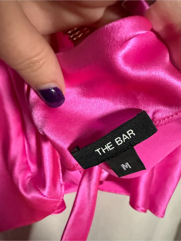 The Bar Asher Silk Backless Top in Bubblegum Hot Pink Size Medium - Image 5