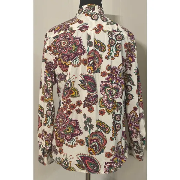 Talbots Petite MP Floral Paisley Button‎ Down Shirt 100% Cotton Western Boho - Image 2