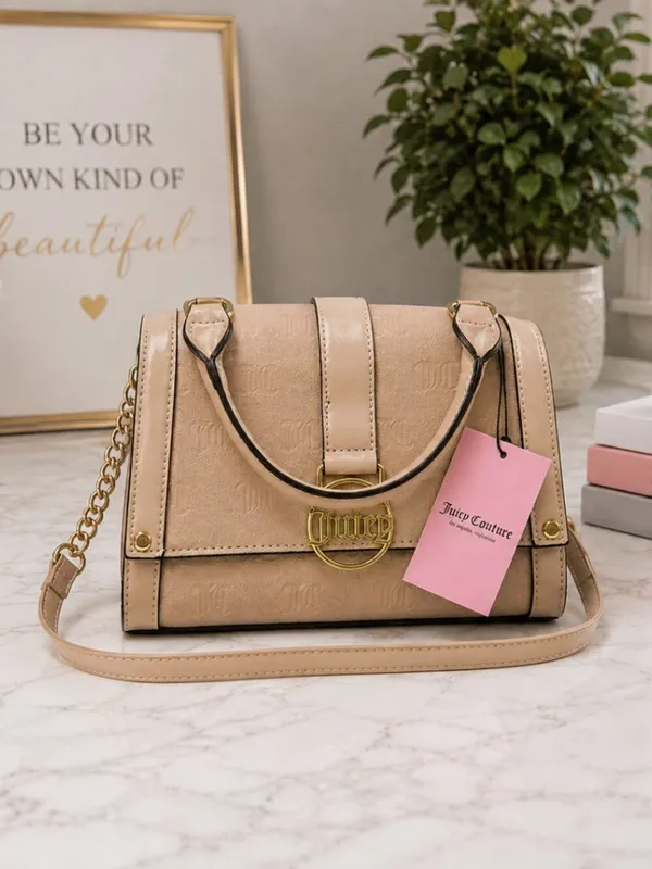 Juicy Couture Cafe Fancy Flap Tan Crossbody Bag NWT - Image 9
