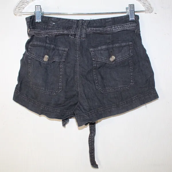 American Eagle Woman’s Black Hi Rise Denim Shorts W/ Belt Deisgn — Size 0 - Image 4