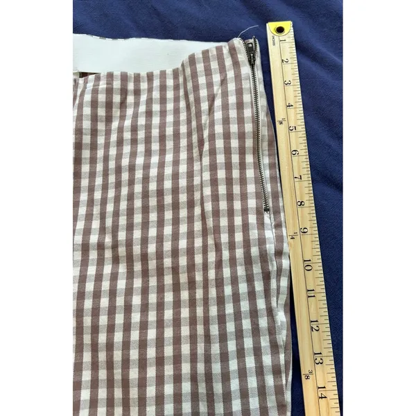 A New Day Womens Brown Gingham Check Side Zip Ankle Pants Size 16 - Image 7