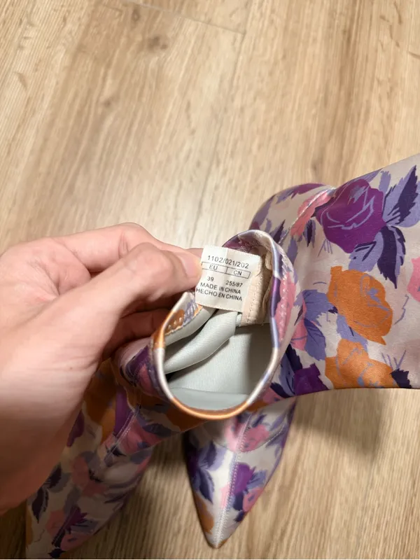 Massimo Dutti Floral Pointed Ankle Boots - Purple, Yellow & Pink - Image 7