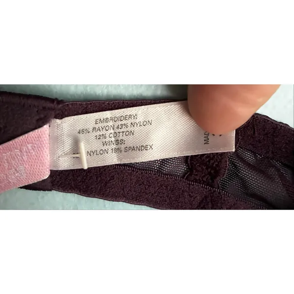 Vintage (01) Victoria's Secret Bra Lined Lace Plum 36A - Image 5