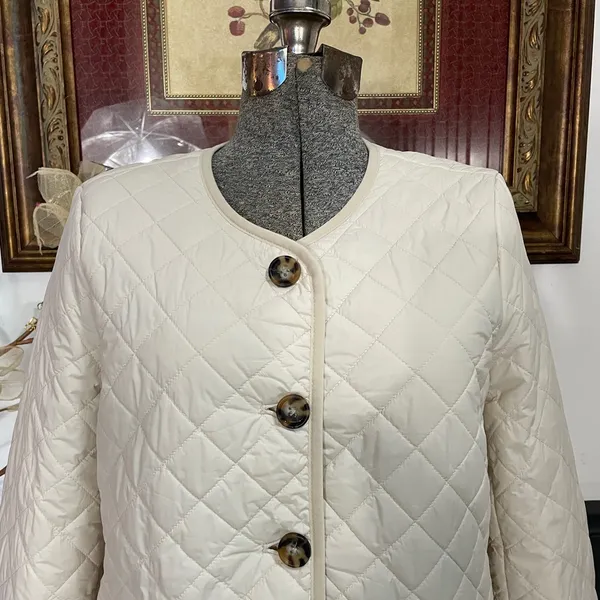 J.Crew Signature Puffer Lady Jacket Dusty Ivory Quilted PrimaLoft Sz 6 🧡🎀 - Image 7