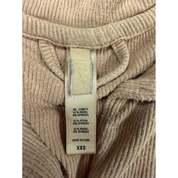 SKIMS Soft Lounge Pajama Set XXS Camel Tan Ribbed Button Up Wide Leg Pants - Image 5