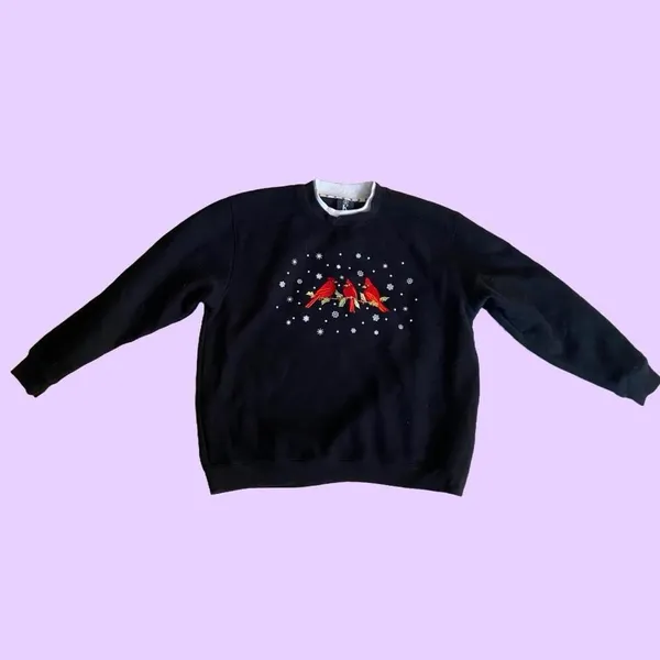 Cute vintage 90s Christmas cardinal birds crewneck sweatshirt 🔥 - Image 2