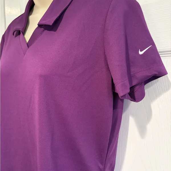 Nike Golf Dri-FIT Purple Polo Shirt Womens Medium NWT Altria Logo Top 354067-543 - Image 3