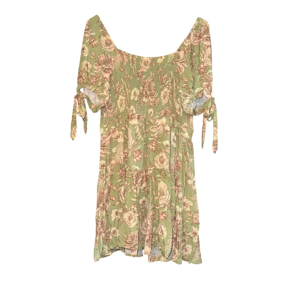 Agua Bendita Target Smocked Floral Puff Tie Sleeve Mini Dress LG‎ Tiered Cottage - Image 6