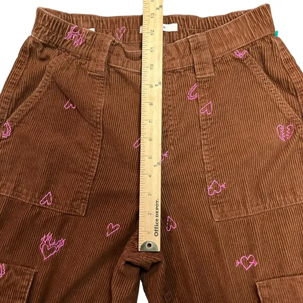 PacSun Womens Heartbreaker Brown Corduroy Cargo Elastic Waist Pants Size Medium - Image 9
