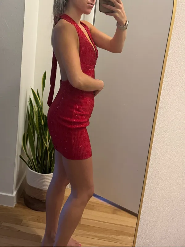 Meshki Seina Vermillion diamente halter mini dress - Image 6
