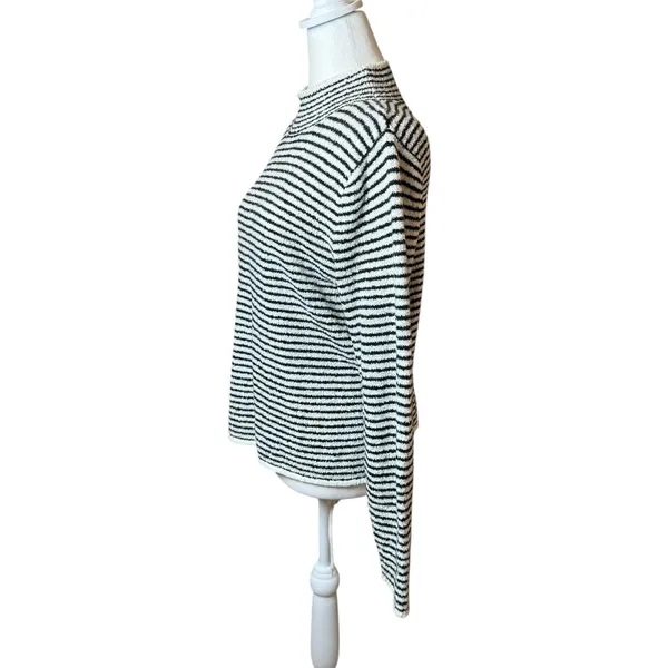 J.Crew Factory‎ Striped Mockneck Pullover Sweater Ivory Black Medium Preppy Twee - Image 3