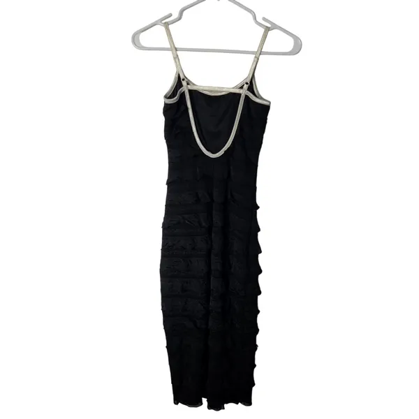 Inspired Hearts Black Tiered Ruffled Sleeveless Maxi Bodycon Sheath Dress Sz XS - Image 2