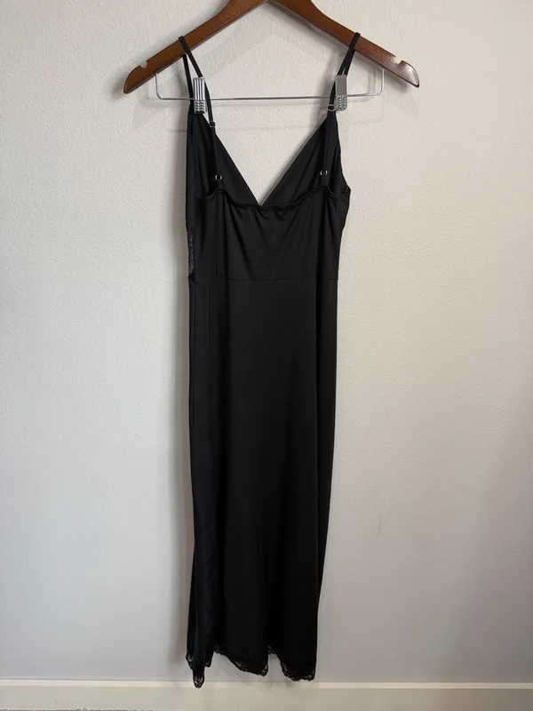 Cider Black Full Length Silky Slip Dress Size S - Image 3