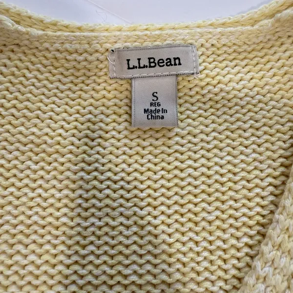 LL Bean Butter Yellow V Neck‎ Pullover Cotton Tunic Sweater Size SMALL - Image 9