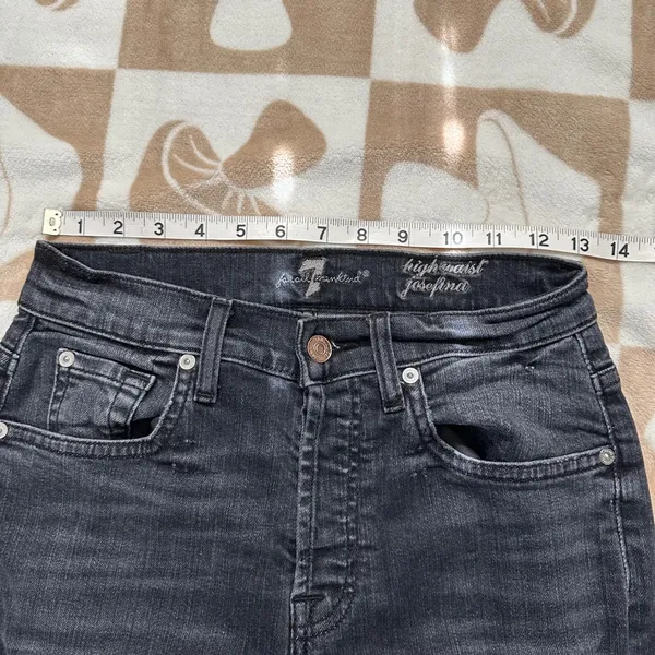 7 For All Mankind Josefina High Waist‎ Distressed Jeans Black Wash Size 25 - Image 7