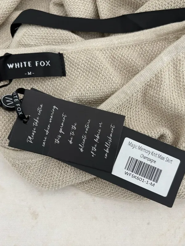 White Fox Magic Memory Knit Maxi Skirt in Champagne - Image 4