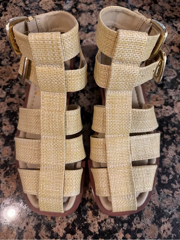 Sam Edelman Dawn Fisherman Sandals Bleached Beechwood Weave Size 5.5 Sandals - Image 4