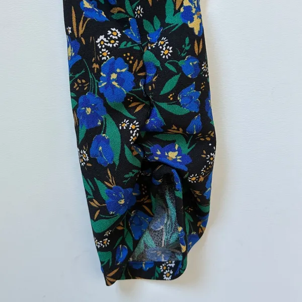Zara Womens Blue Floral Cold Shoulder Mock Neck‎ Long Sleeve Midi Dress Large - Image 10