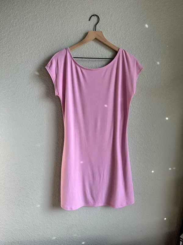 Free People by FP Beach Rosalia Lavender Pink Backless Mini Short Sleeve Dress - Image 3