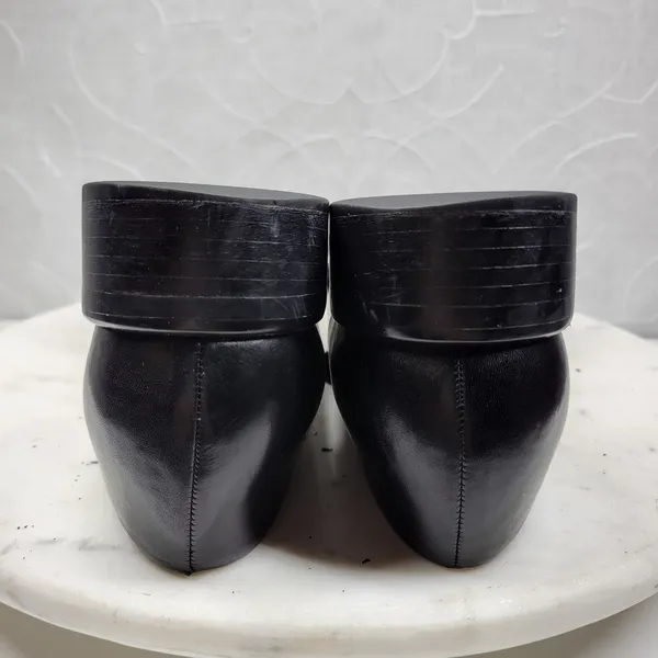 Franco Sarto Bocca Leather Block Heel Loafers 8.5 Black Square Toe Y2K Office - Image 13