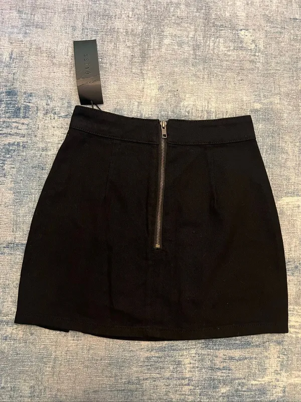 Lioness Princess Polly The Lola Black Side Slit Denim Mini Skirt Size 0 / XXS - Image 2