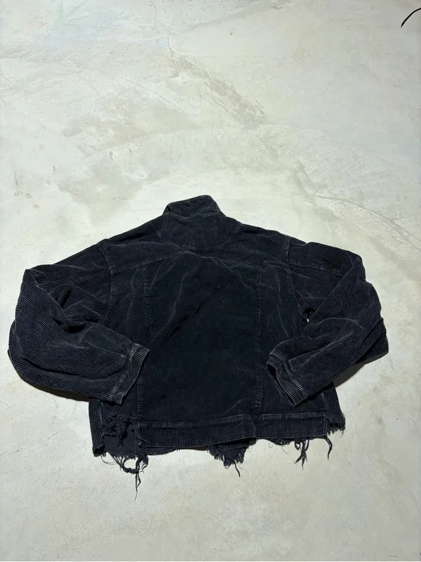 POL Corduroy Button-Up Jacket in Charcoal Black large - Image 8