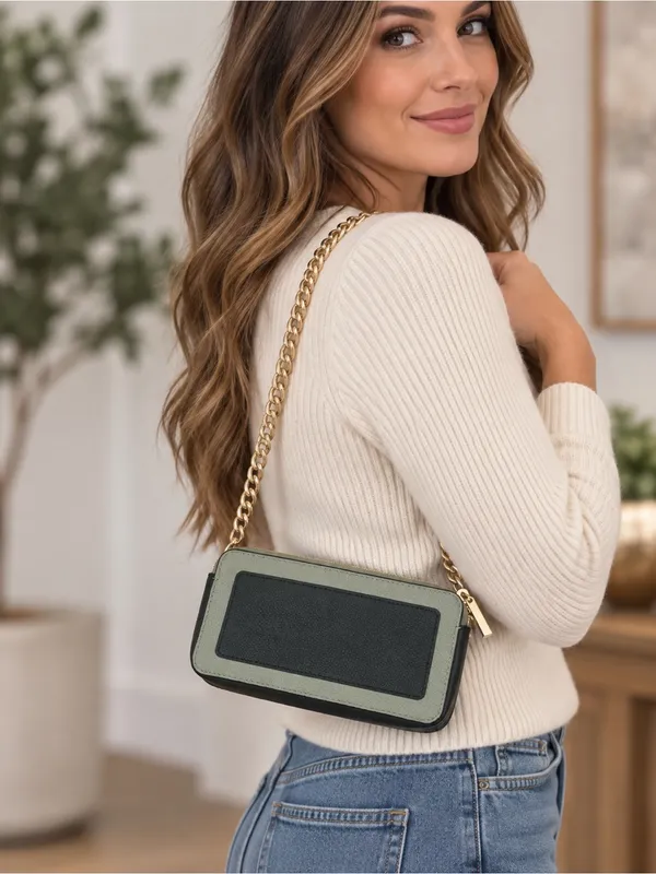 Kate Spade New York Margaux Double Zip Mini Crossbody Sage Green Chain Strap - Image 2