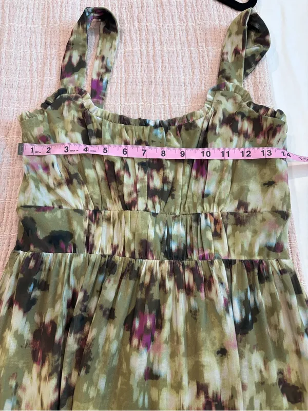 Stitch Fix nine britton Aubriella Olive Floral Tiered maxi size Medium - Image 6