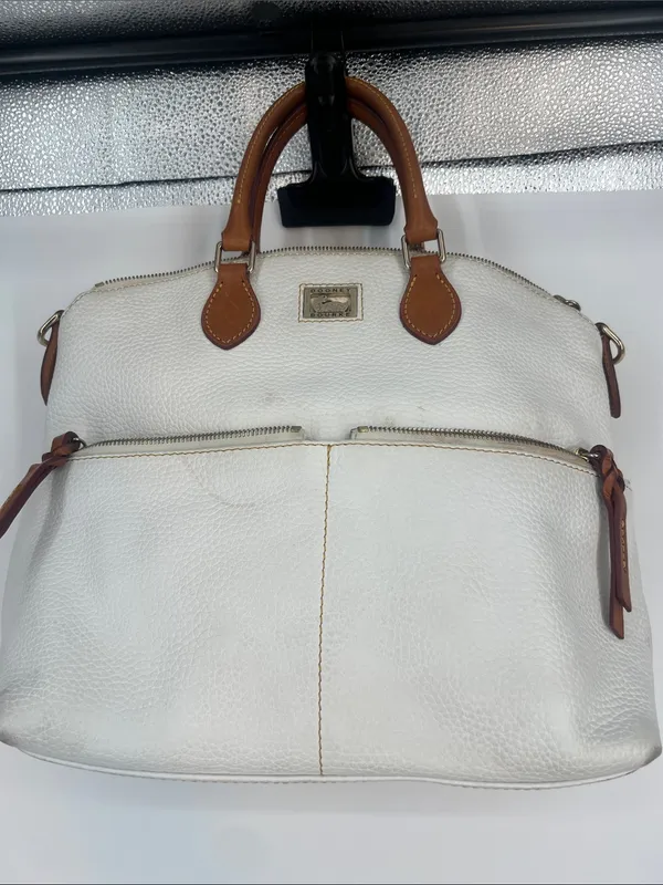 Dooney & Bourke Pebble Grain Domed Satchel White Purse Bag - Image 6