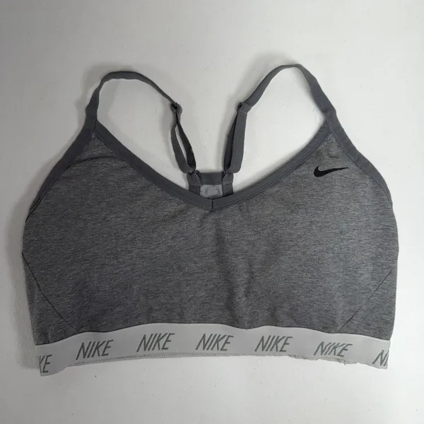 NIKE XL Small Dri-Fit Indy Light Support Sports Bra Gray Swoosh Logo Women's - Image 3