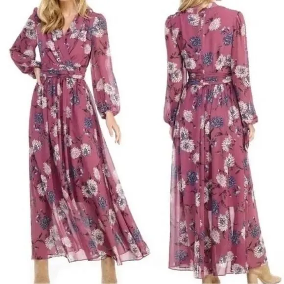 Gal Meets Glam Georgia Chiffon Maxi Dress Size 0‎ Floral Flowy Romantic Cottage - Image 14