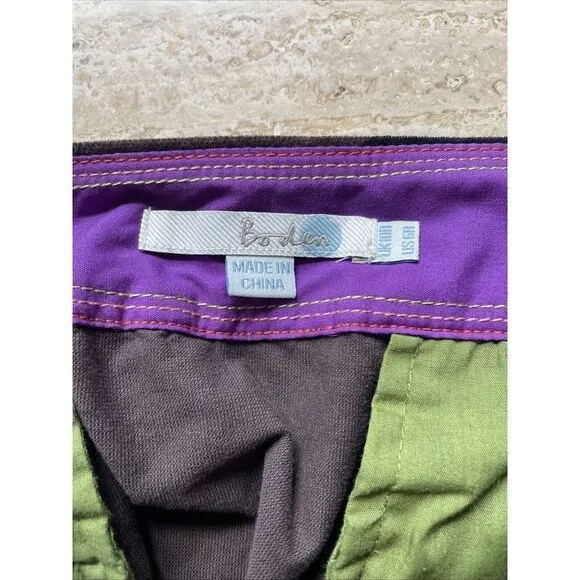 Boden Velvet A-line pencil Skirt Tulip Print Brown Mod floral boho‎ 6 R - Image 5