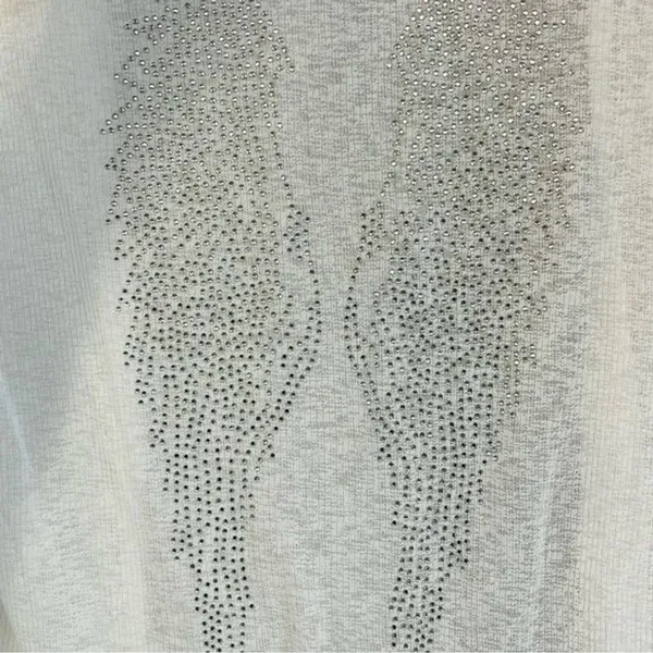 Sheer White Duster Top Rhinestone Angel Wings Open Cardigan Cover Sexy L XL Sexy - Image 3