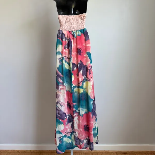 Reverse‎ Boho Beachy Ethereal Glitter Tropical Floral Sequin Maxi Dress M - Image 6