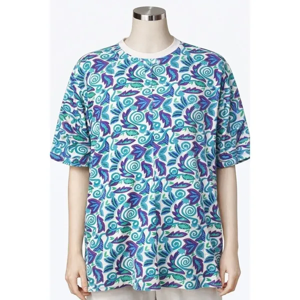 Gitano Vintage 90s Abstract T-Shirt Blue Large Boho‎ Retro Casual Festival Tee - Image 2